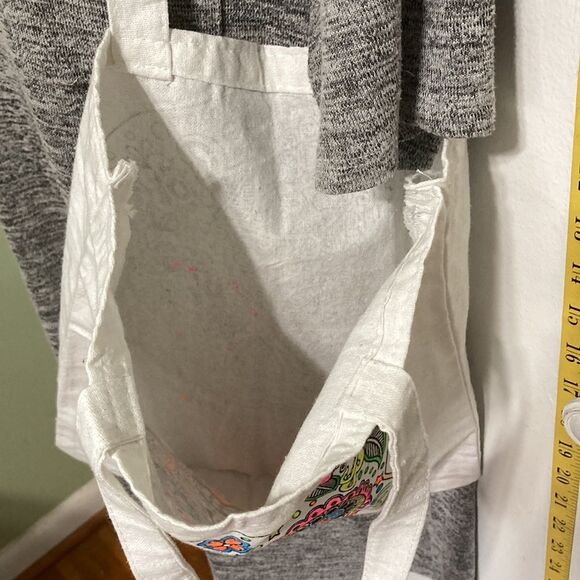 Hand-Painted Skull Canvas Tote Bag Neon Glow in the Dark 13.5 x 13 x 2.5 inches - Picture 6 of 14